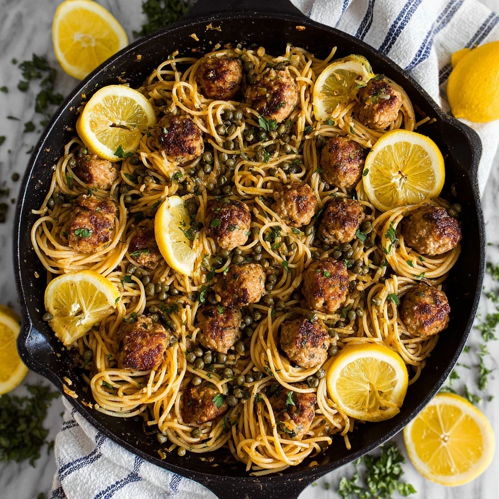 Chicken Piccata Meatballs with Lemon Wine Sauce Recipe - Recipe Image