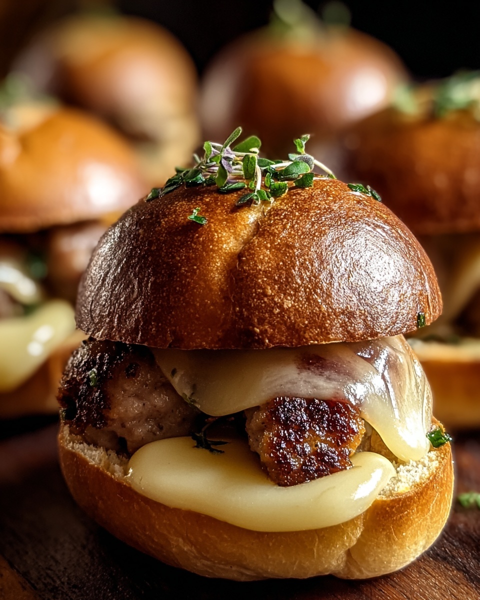 Italian Sausage Slider Sandwiches with Pesto, Provolone, and Roasted Red Peppers Recipe - Recipe Image