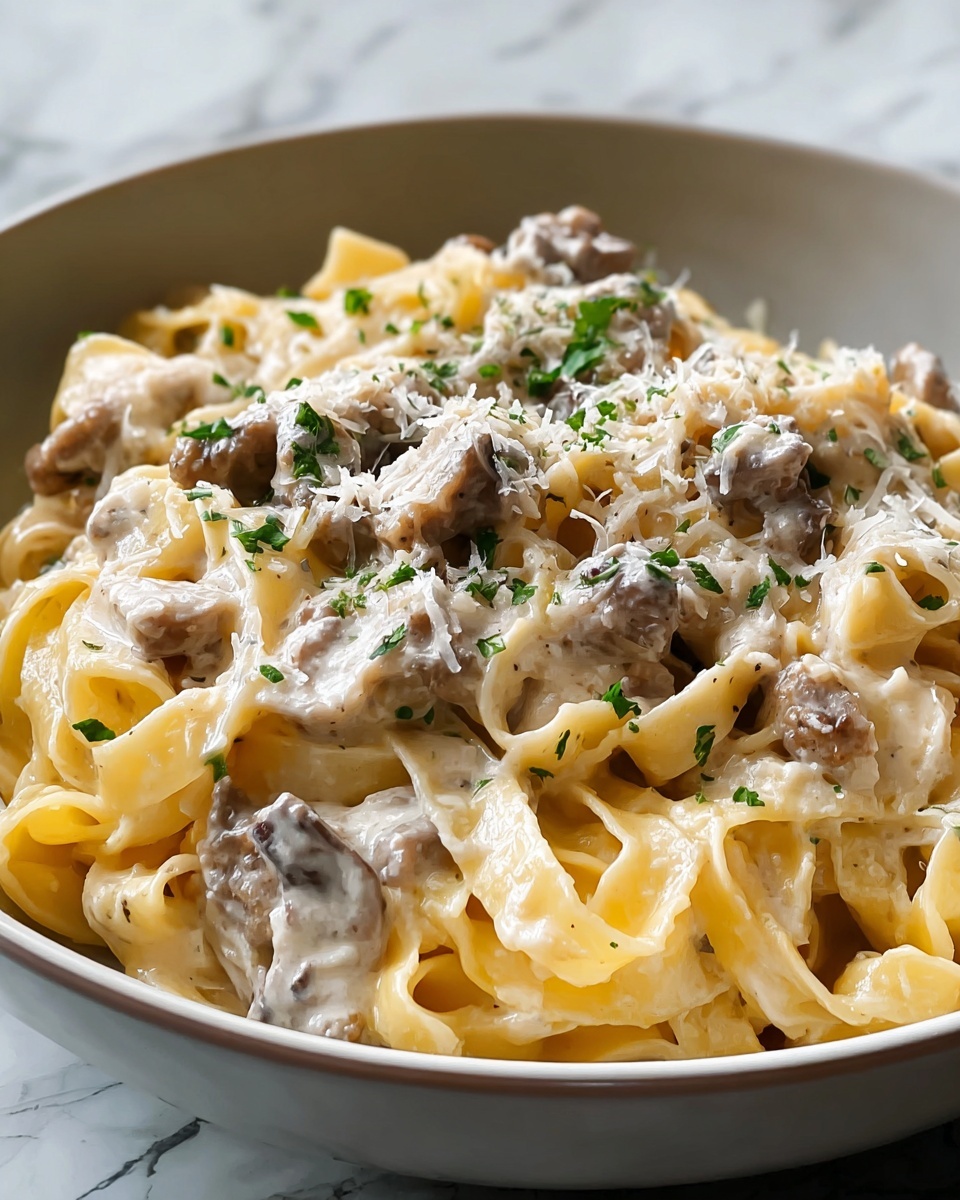 One-Pot Creamy Beef and Garlic Butter Pasta Recipe - Recipe Image