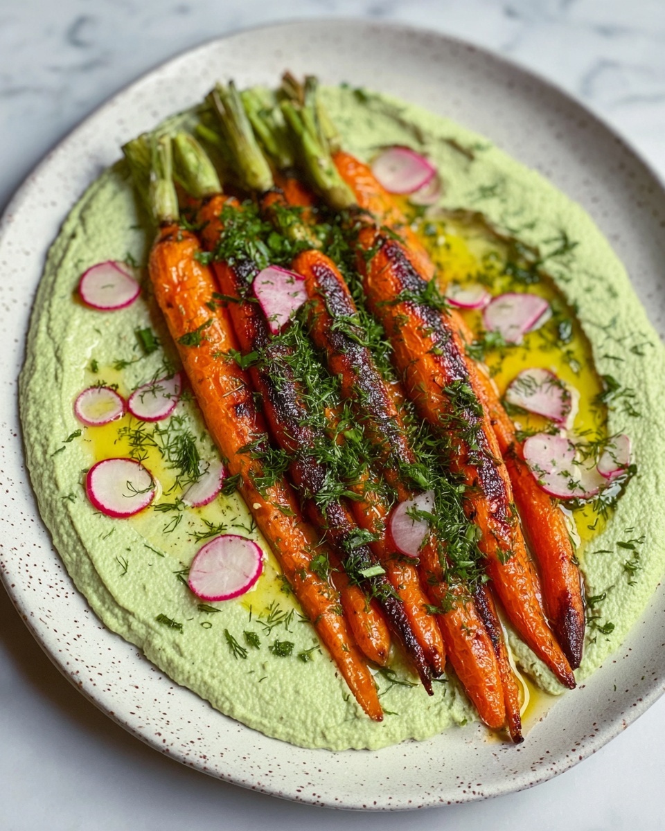 Savory Sticky Miso Roasted Carrots with Fresh Herby Hummus Recipe - Recipe Image