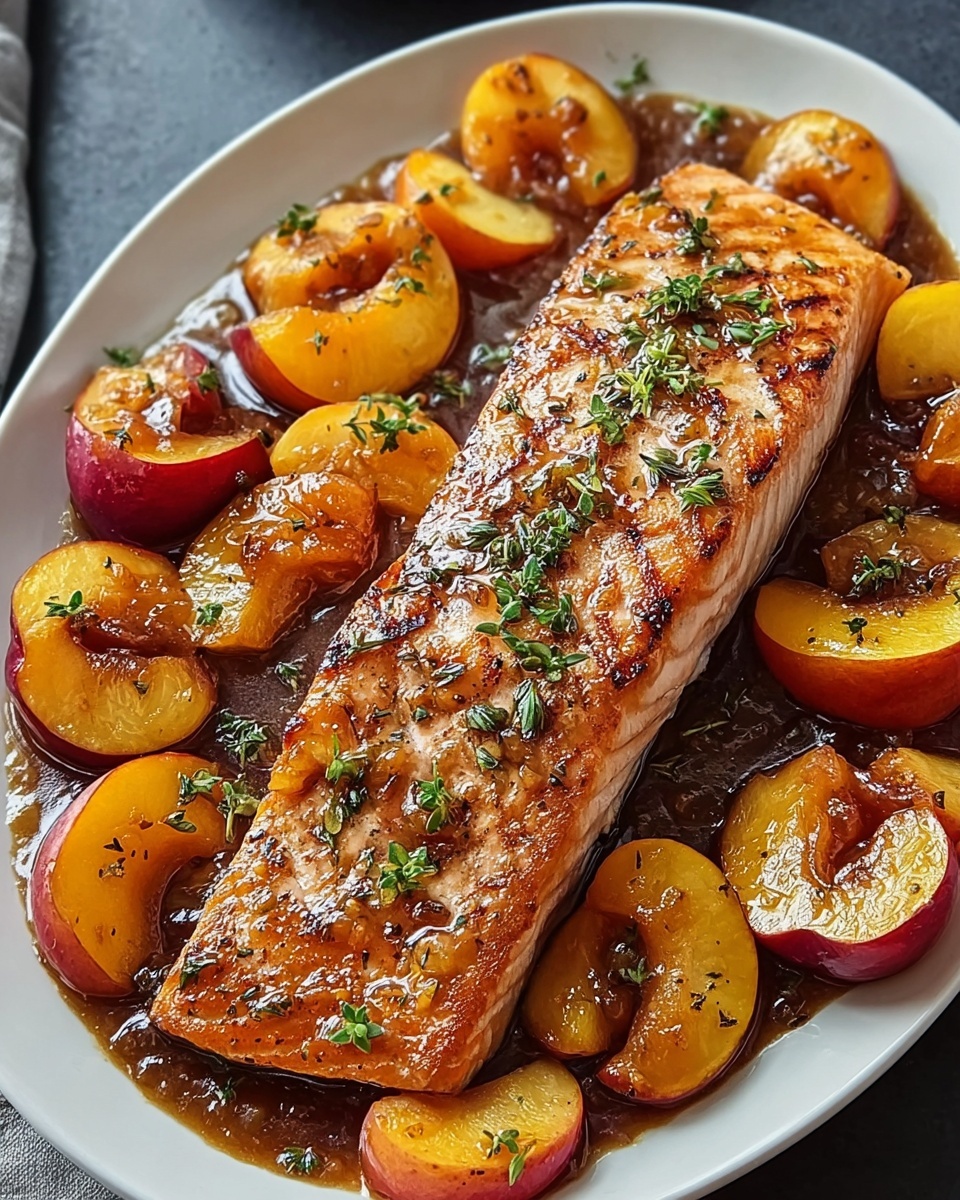 Bourbon Peach Roasted Salmon – A Sweet and Savory Seafood Delight Recipe - Recipe Image
