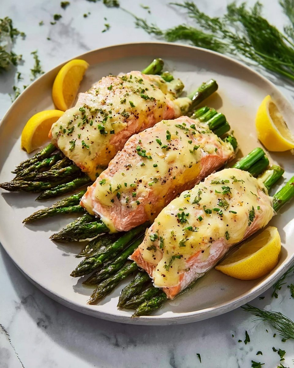 Asparagus-Stuffed Salmon with Lemon Dill Sauce Recipe - Recipe Image
