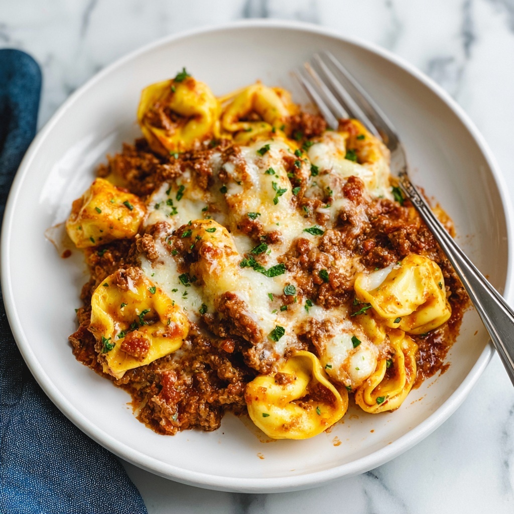Creamy Tortellini with Meat Sauce Recipe - Recipe Image