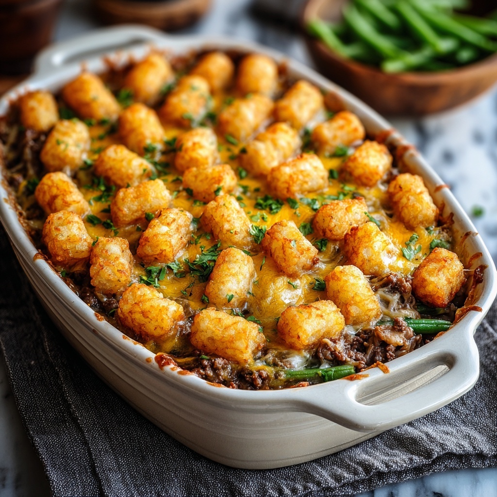 Cheesy Tater Tot Beef Casserole Recipe - Recipe Image