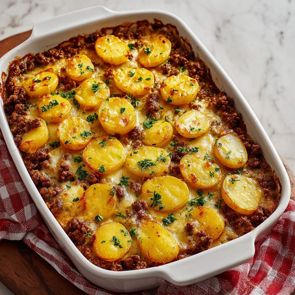 Cheesy Ground Beef Potato Casserole Recipe - Recipe Image