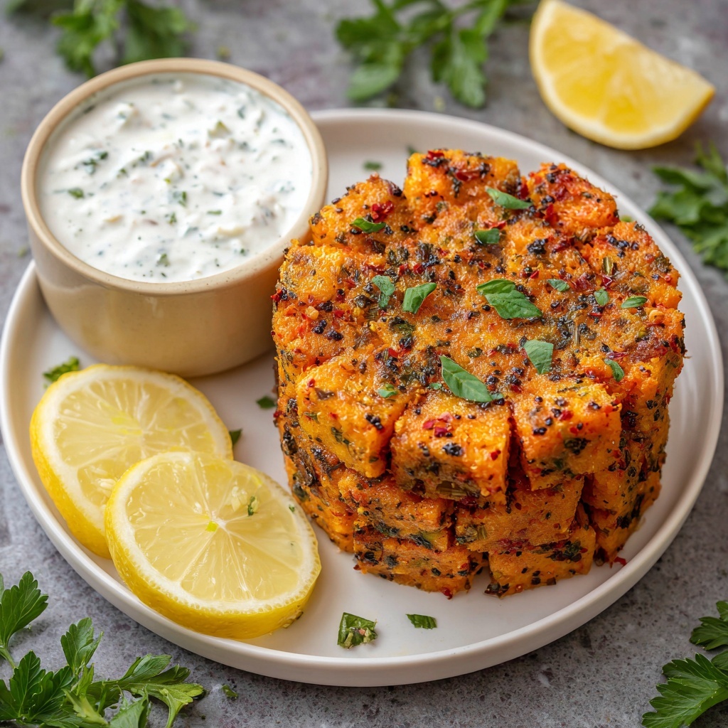 Air Fryer Salmon Bites with Garlic, Paprika, and Spicy Dipping Sauce Recipe - Recipe Image