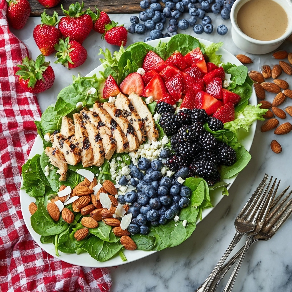 Summer Berry Salad with Grilled Chicken, Feta, and Balsamic Vinaigrette Recipe - Recipe Image