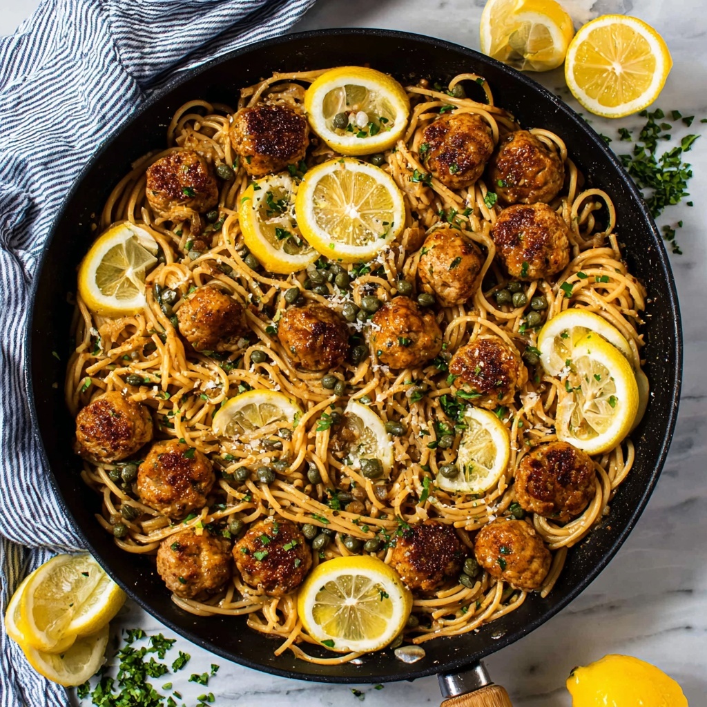 Chicken Piccata Meatballs with Lemon Wine Sauce Recipe - Recipe Image