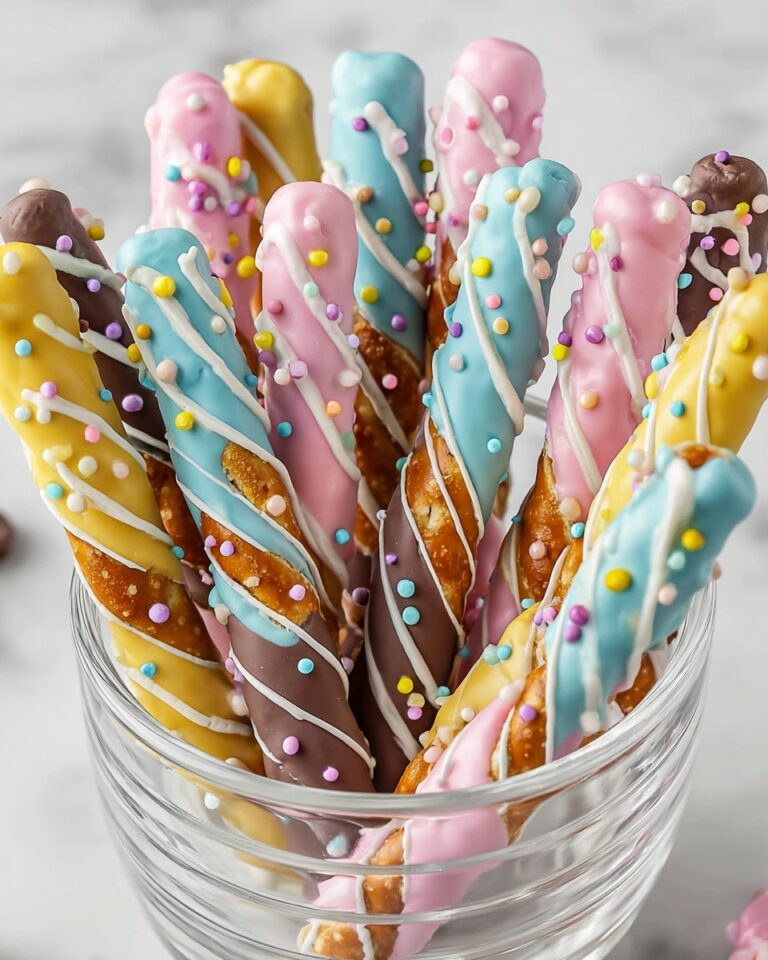 Easter Pretzel Rods with White Chocolate and Pastel M&M Candies Recipe