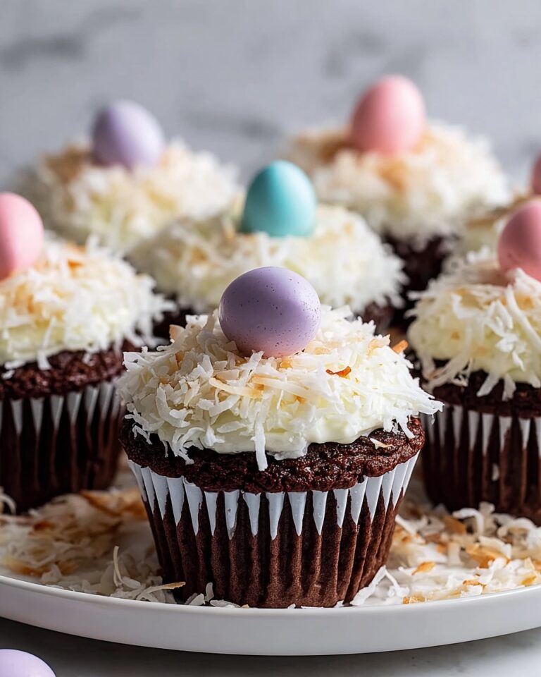 Easter Cupcakes with Chocolate Ganache Filling and Coconut Topping Recipe