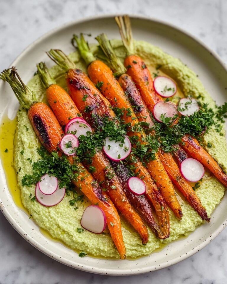 Savory Sticky Miso Roasted Carrots with Fresh Herby Hummus Recipe