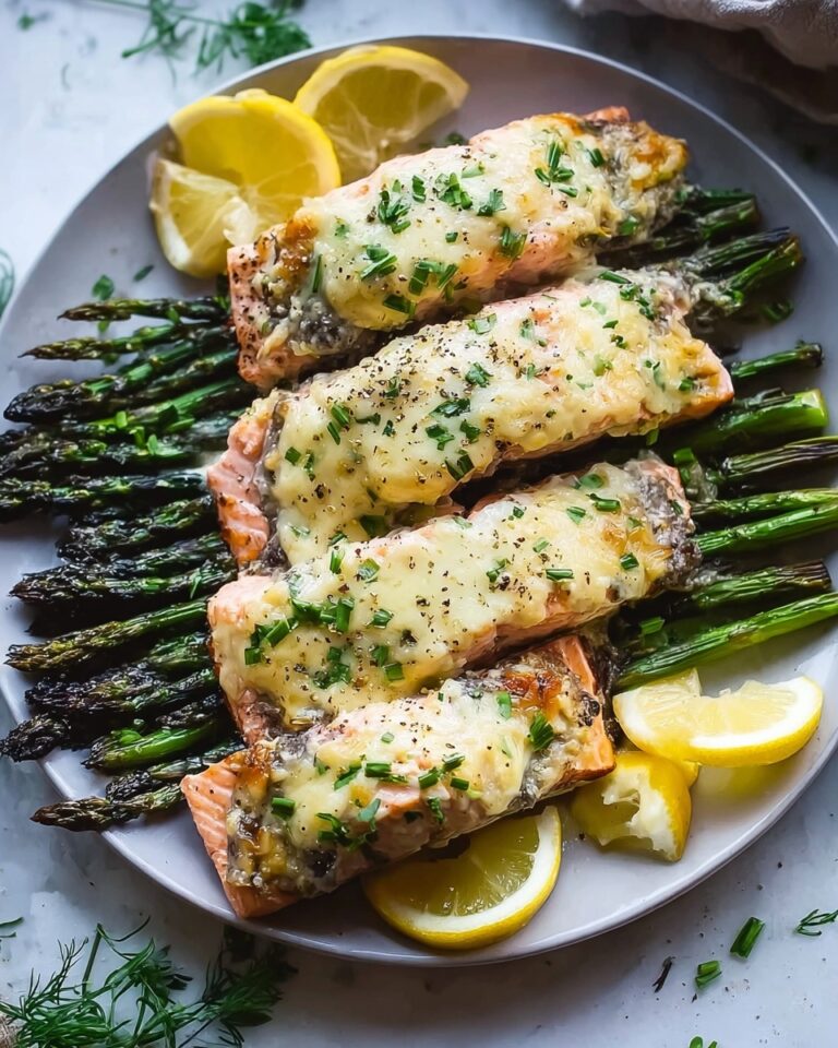 Asparagus-Stuffed Salmon with Lemon Dill Sauce Recipe