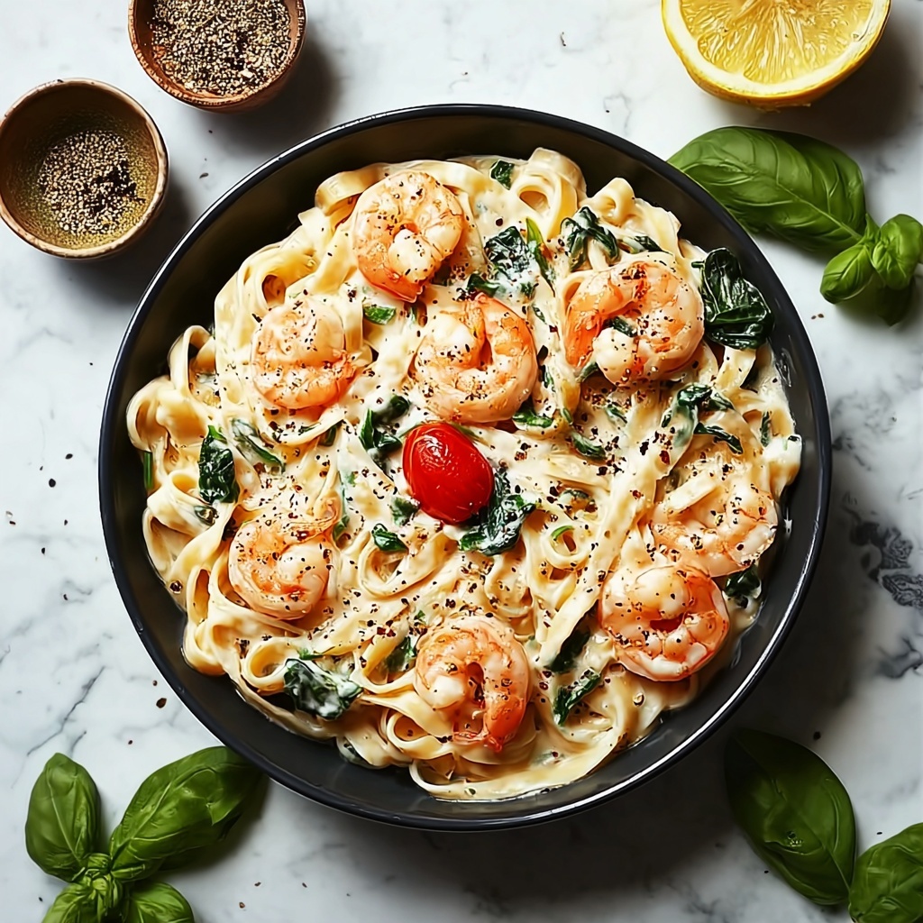 Creamy Shrimp Tuscan Fettuccine Recipe - Recipe Image
