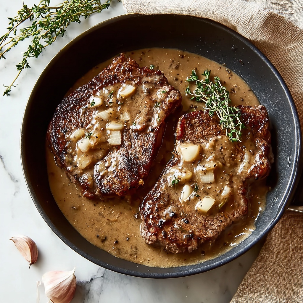 Onion Gravy Smothered Steak Recipe - Recipe Image