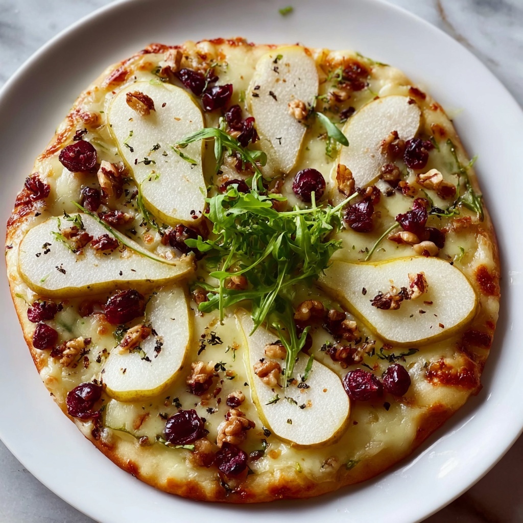 Pear, Brie, and Cranberry Flatbread Recipe - Recipe Image