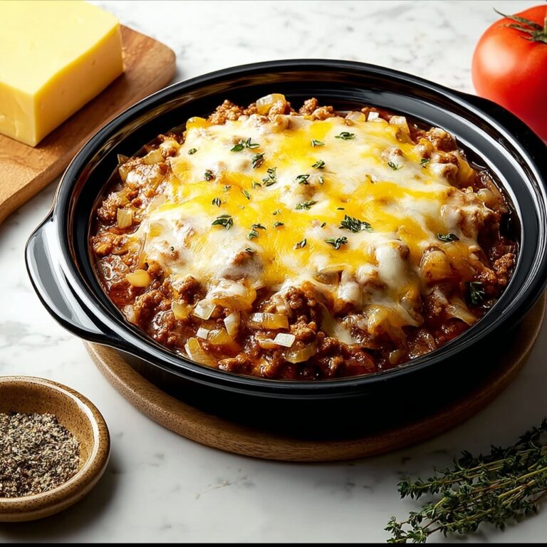 Crockpot French Onion Beefloaf with Melted Swiss Cheese Recipe