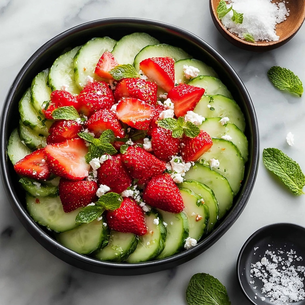 Cucumber Strawberry Salad with Balsamic Honey Dressing and Fresh Mint Recipe - Recipe Image