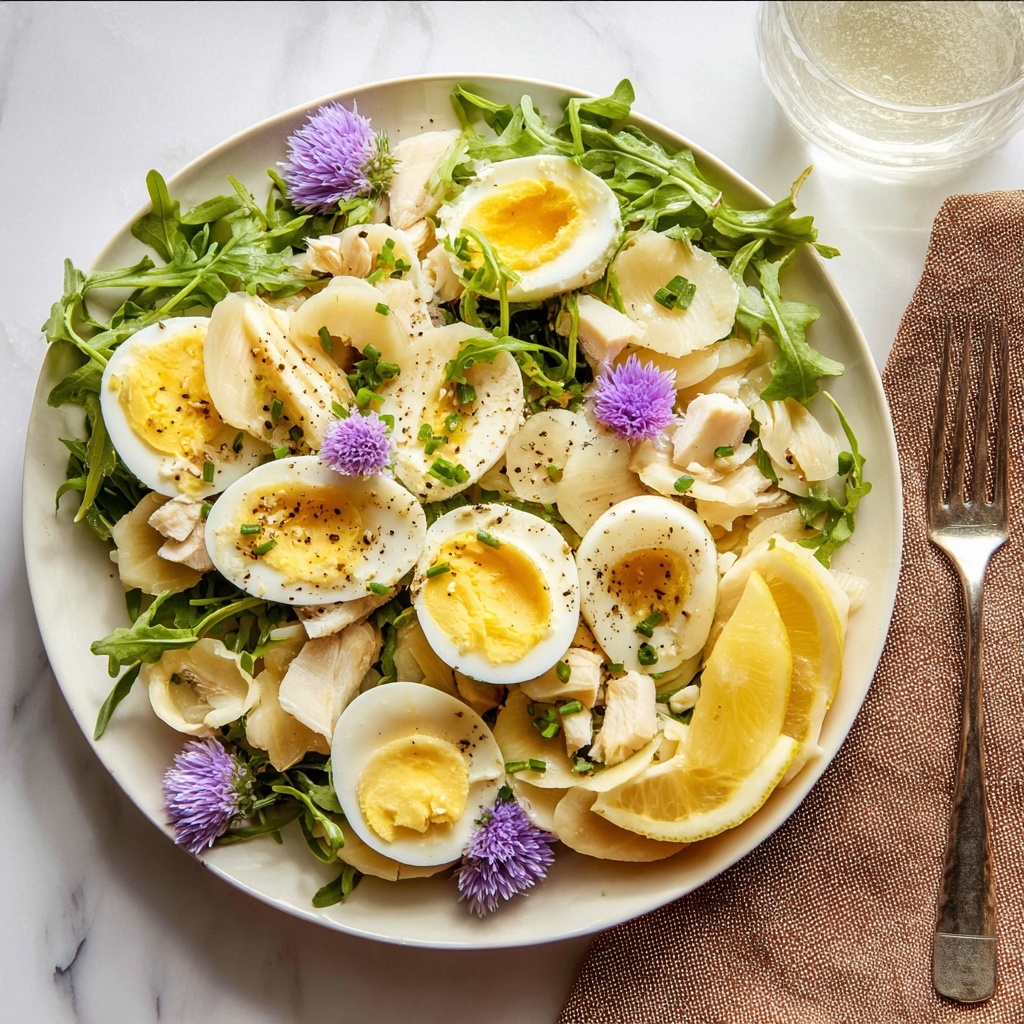 Heart of Palm Salad with Hard-Boiled Eggs, Chicken, and Chives Recipe - Recipe Image