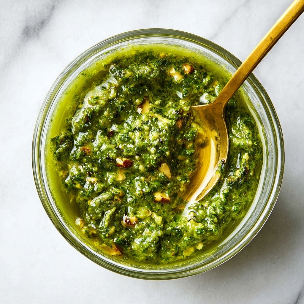 Homemade Basil Pesto with Pine Nuts and Pistachios Recipe - Recipe Image