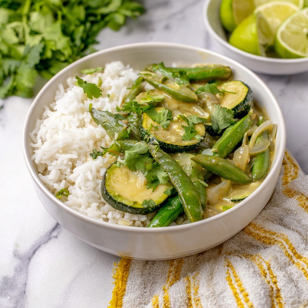 Thai Green Curry with Asparagus, Zucchini, and Snow Peas Recipe - Recipe Image