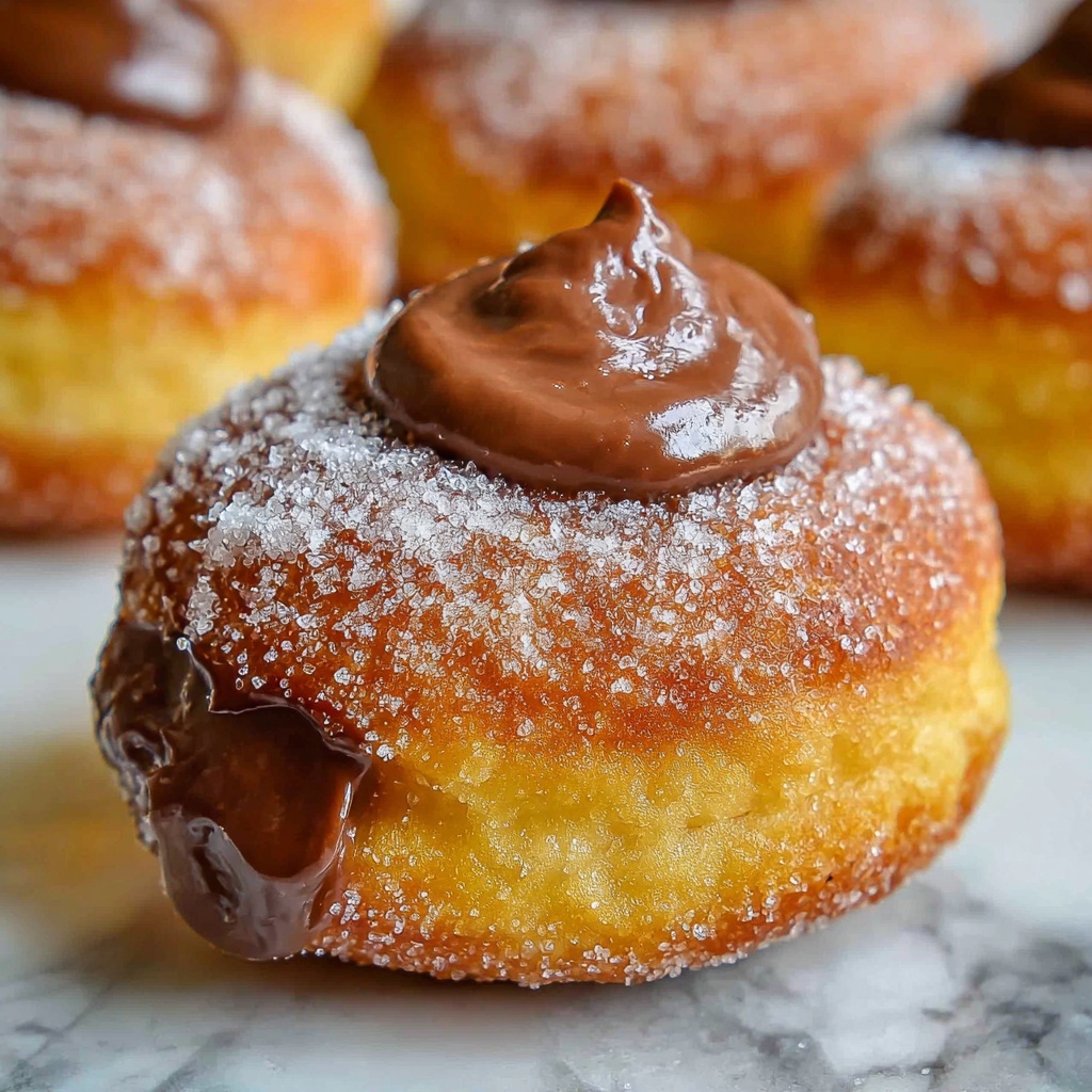 Nutella-Filled Homemade Donuts with Sugar Coating Recipe - Recipe Image