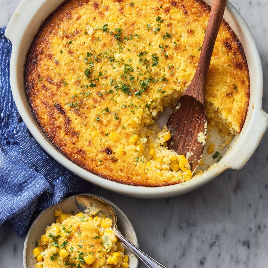 Creamy Corn Pudding with Bacon and Fresh Herbs Recipe - Recipe Image