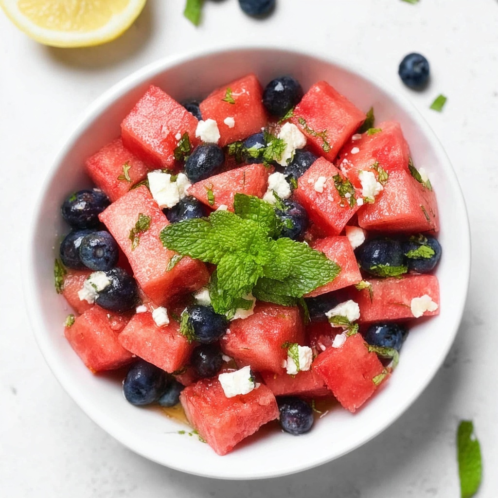Watermelon Salad with Blueberries, Feta, and Mint Recipe - Recipe Image