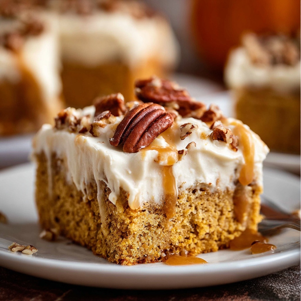 Pumpkin Cake with Cream Cheese Frosting and Maple Pecan Topping Recipe - Recipe Image
