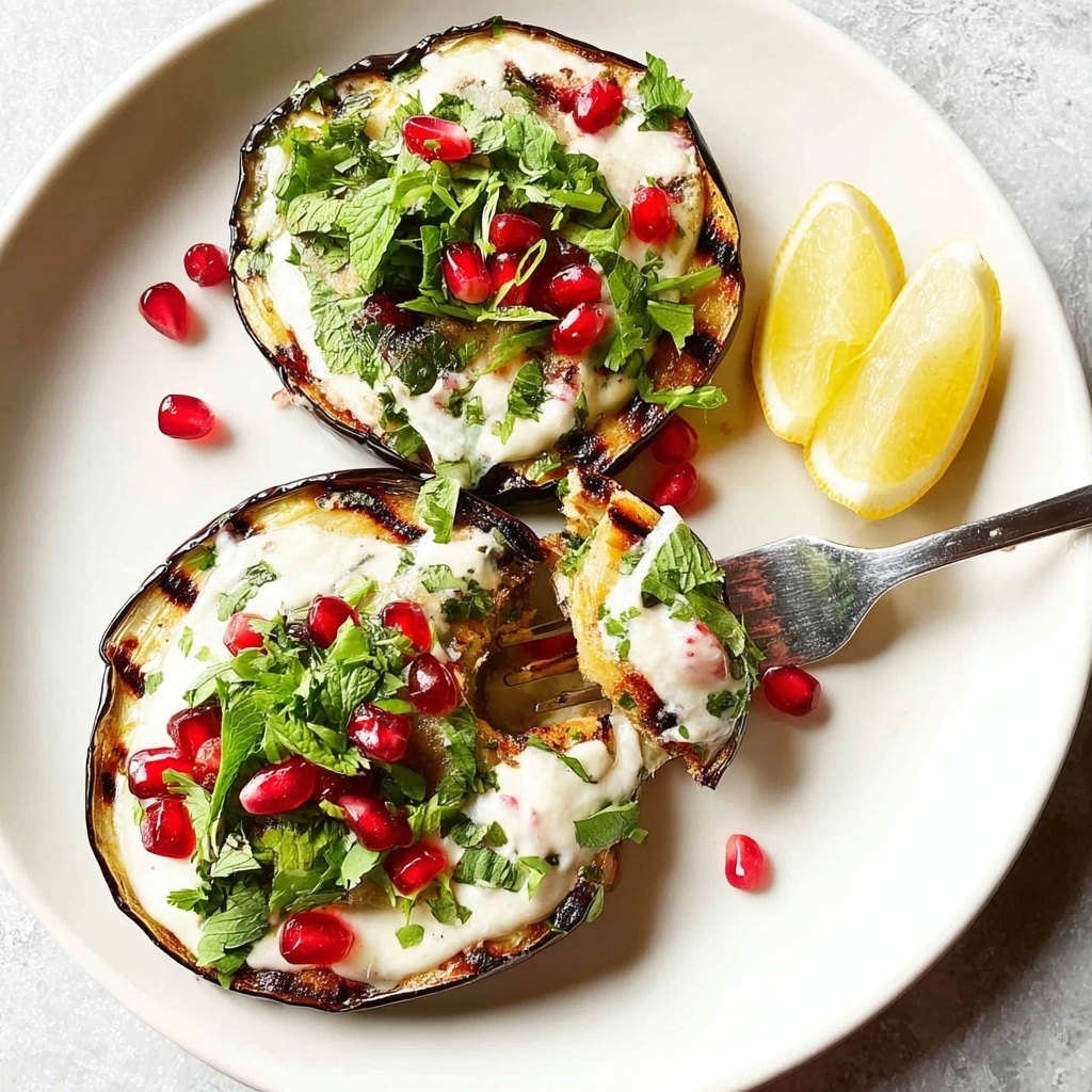 Grilled Eggplant with Yoghurt Sauce and Fresh Herbs Recipe - Recipe Image