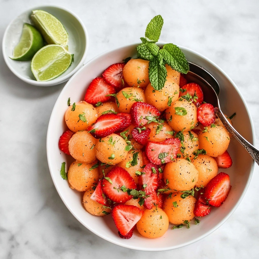 Strawberry Cantaloupe Salad with Lime and Mint Recipe - Recipe Image