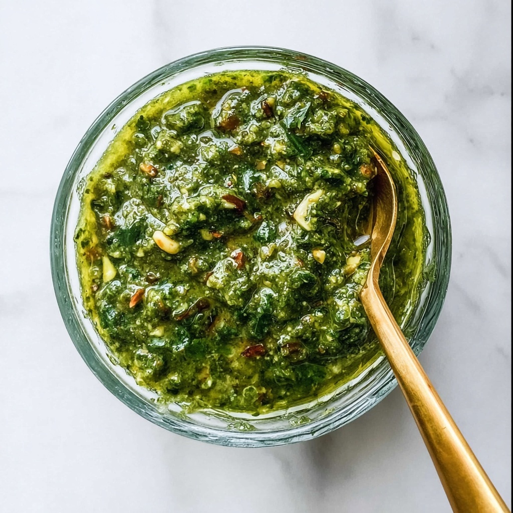 Homemade Basil Pesto with Pine Nuts and Pistachios Recipe - Recipe Image