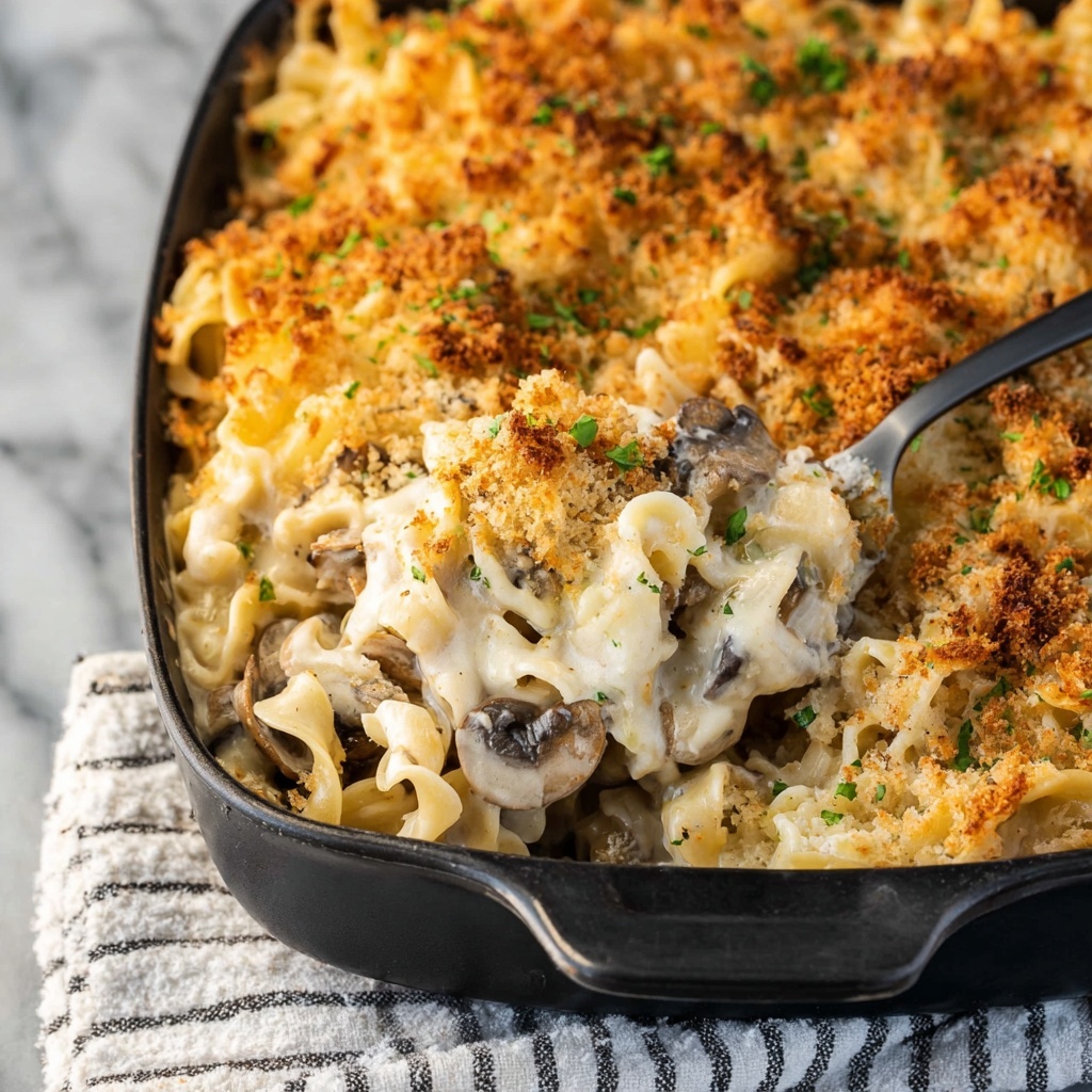 Creamy Chicken Tetrazzini with Mushrooms and Parmesan Recipe - Recipe Image