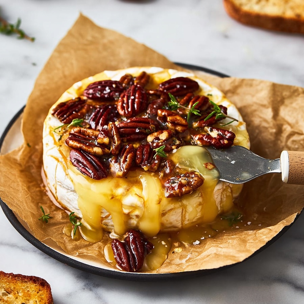 Baked Brie with Apricot Jam, Thyme, and Toasted Pecans Recipe - Recipe Image