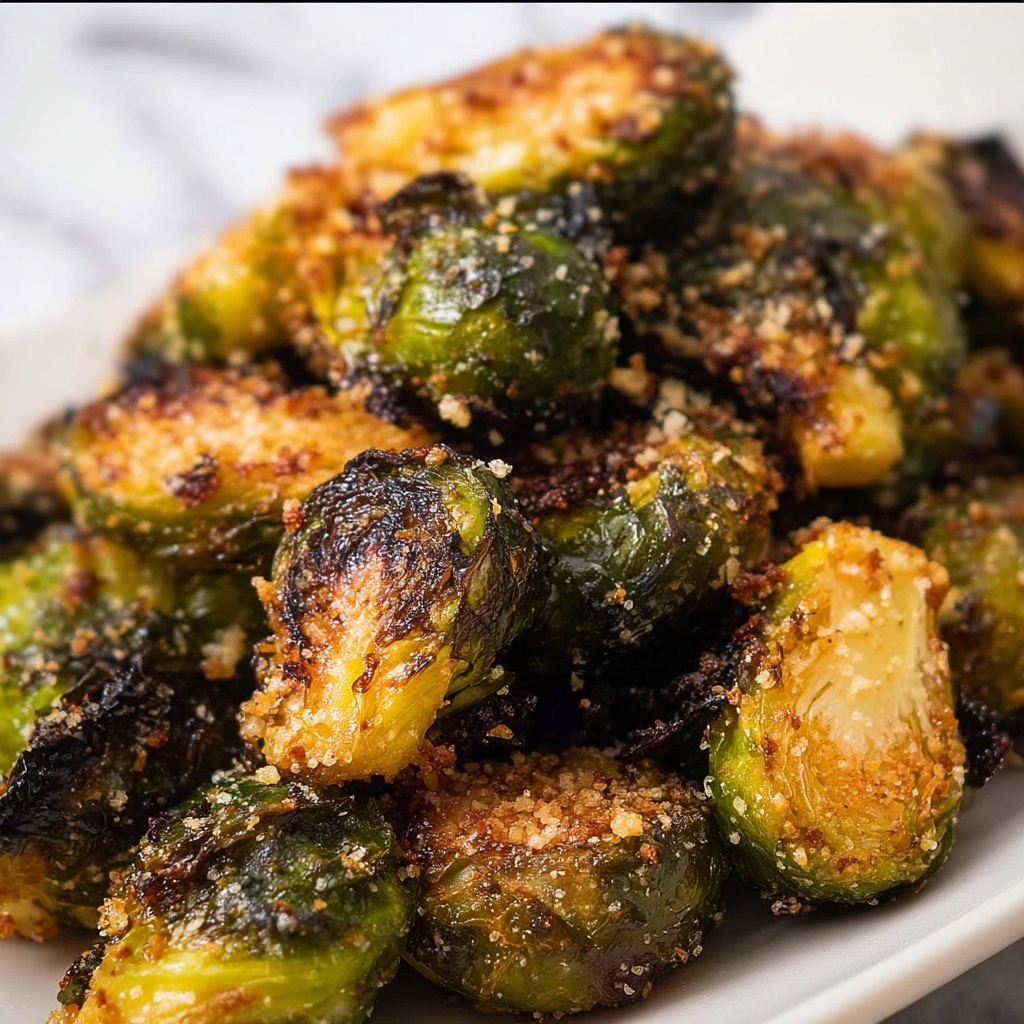 Amazing Crispy Parmesan Garlic Roasted Brussels Sprouts Recipe - Recipe Image