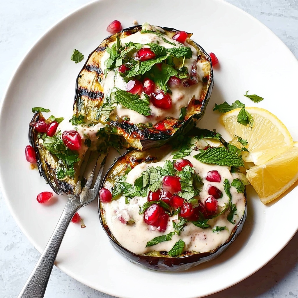 Grilled Eggplant with Yoghurt Sauce and Fresh Herbs Recipe - Recipe Image