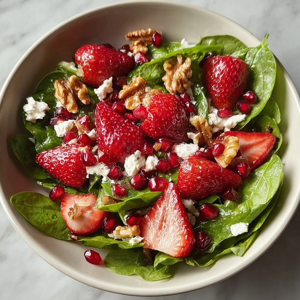 Strawberry and Pomegranate Spinach Salad with Feta and Walnuts Recipe - Recipe Image
