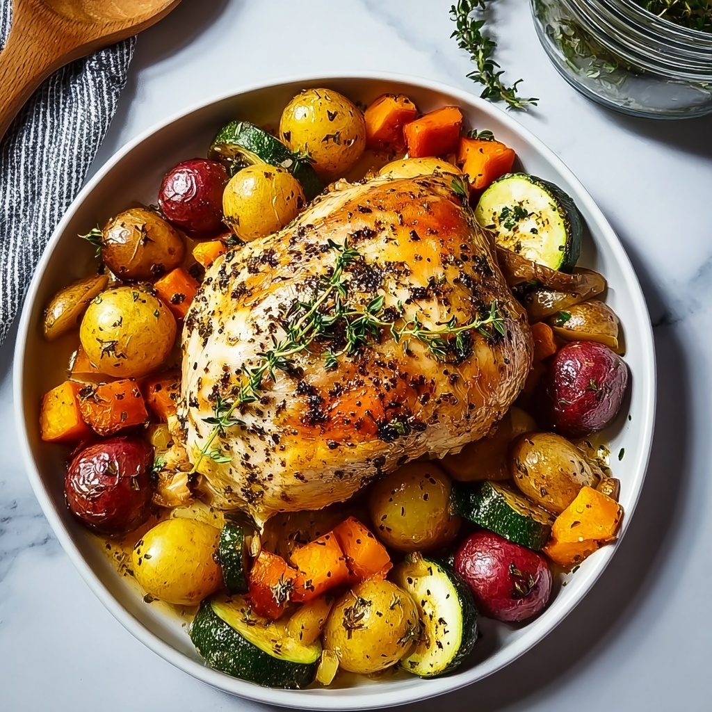 Herb Roasted Chicken with Spring Vegetables Recipe - Recipe Image