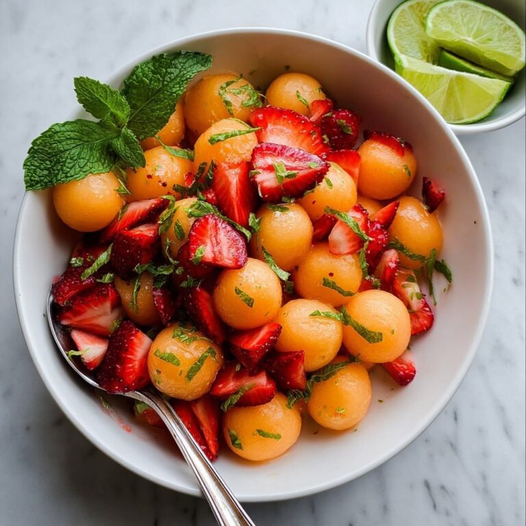 Strawberry Cantaloupe Salad with Lime and Mint Recipe
