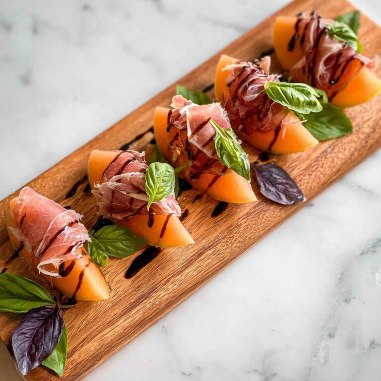 Prosciutto and Melon Bites with Basil and Balsamic Glaze Recipe