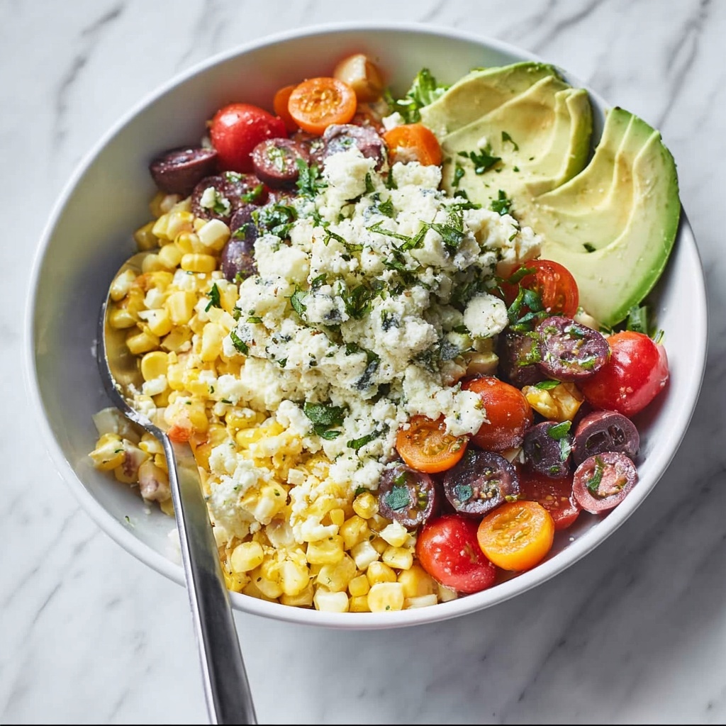 Grilled Corn Salad with Tomatoes, Avocado, Feta, and Fresh Herbs Recipe - Recipe Image