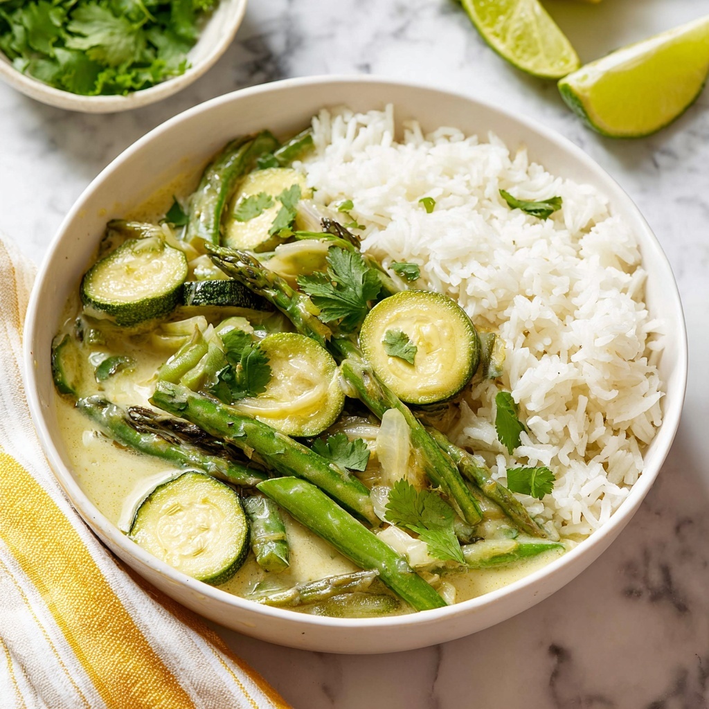 Thai Green Curry with Asparagus, Zucchini, and Snow Peas Recipe - Recipe Image