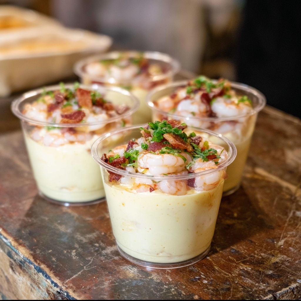 Shrimp and Cheddar Grits Appetizer Cups Recipe - Recipe Image