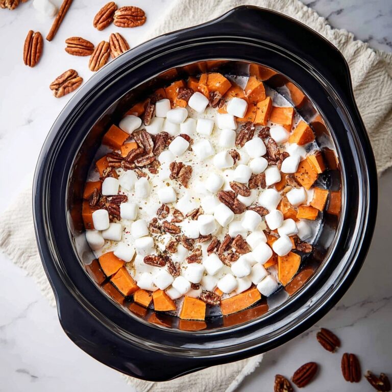 Crockpot Sweet Potato Casserole with Marshmallows and Pecans Recipe