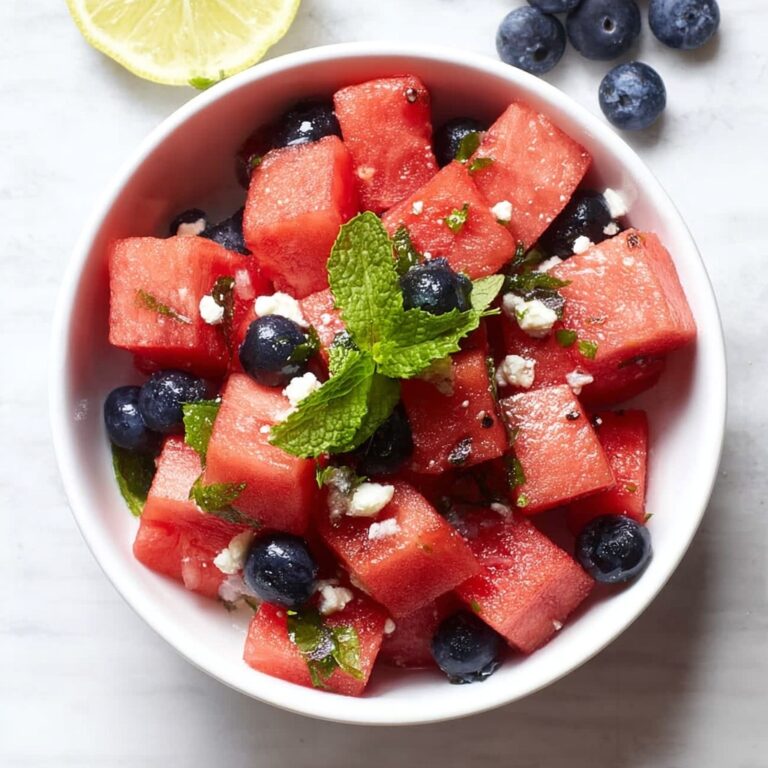 Watermelon Salad with Blueberries, Feta, and Mint Recipe