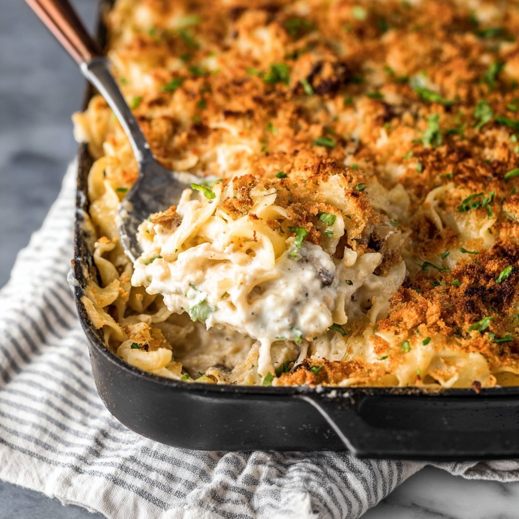 Creamy Chicken Tetrazzini with Mushrooms and Parmesan Recipe - Recipe Image
