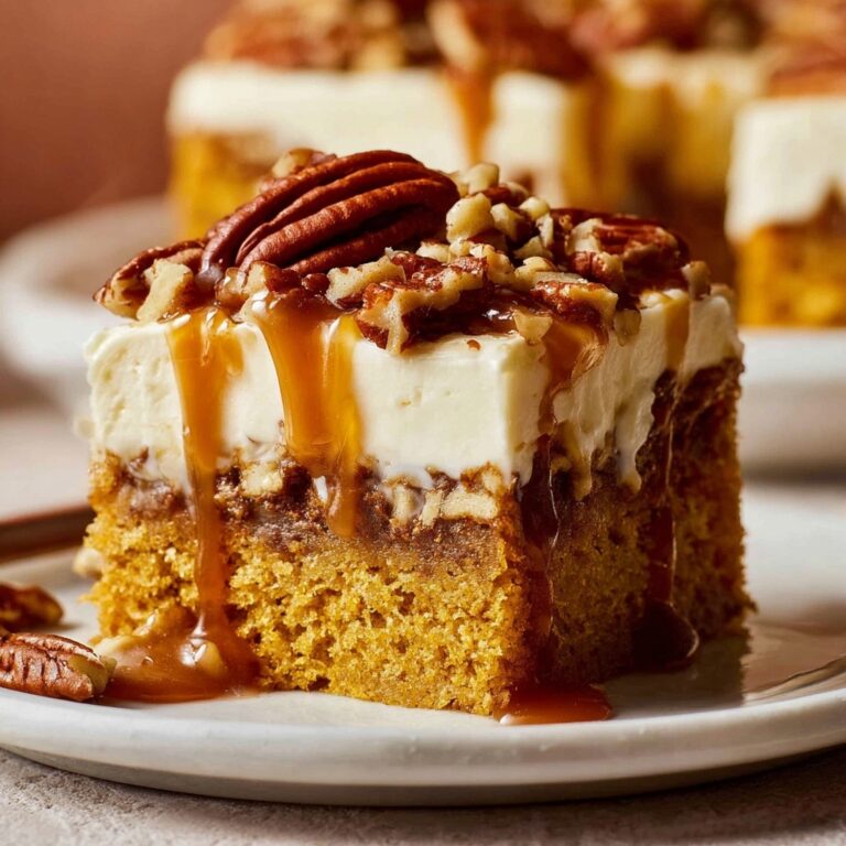 Pumpkin Cake with Cream Cheese Frosting and Maple Pecan Topping Recipe