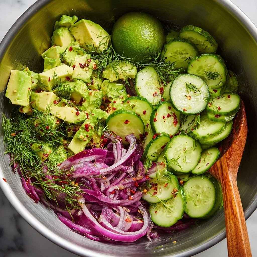 Bright and Fresh Avocado Cucumber Salad Recipe - Recipe Image