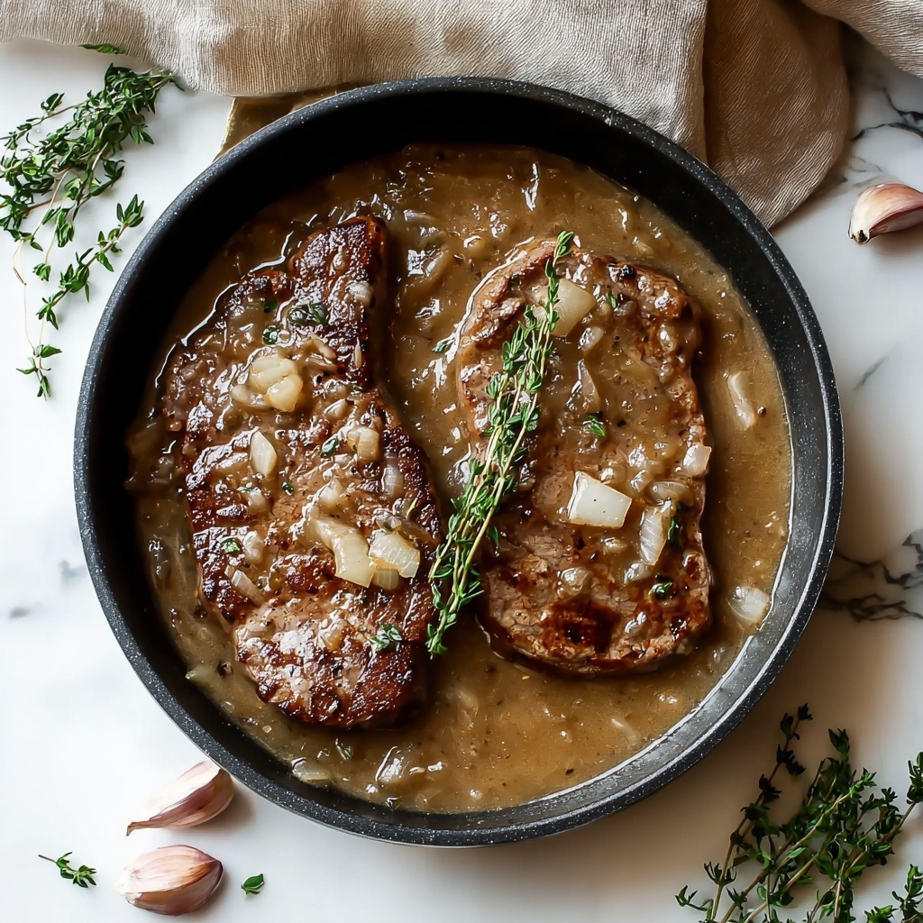 Onion Gravy Smothered Steak Recipe - Recipe Image