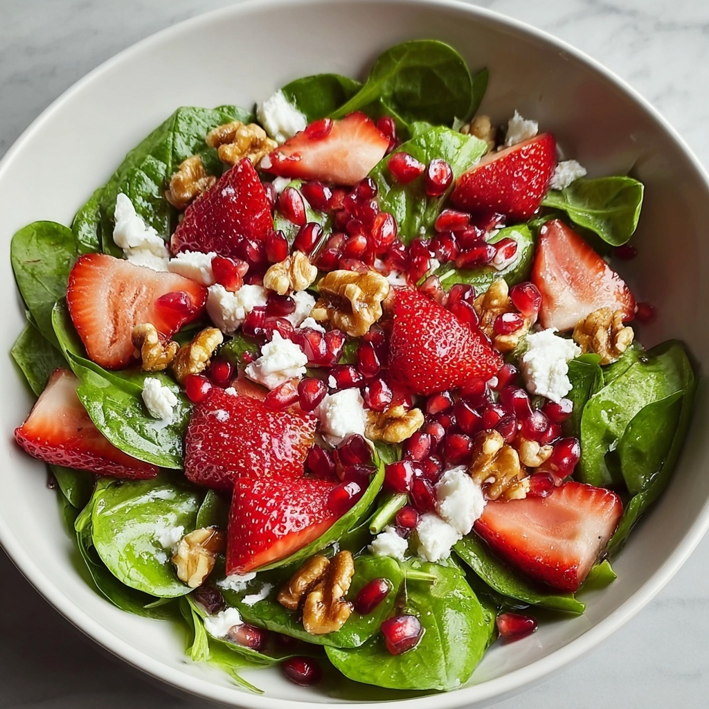 Strawberry and Pomegranate Spinach Salad with Feta and Walnuts Recipe - Recipe Image