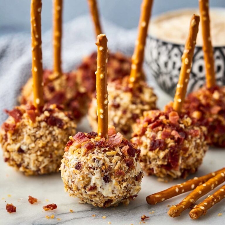 Mini Cheese Ball Bites with Dried Fruit, Bacon, and Pretzel Sticks Recipe